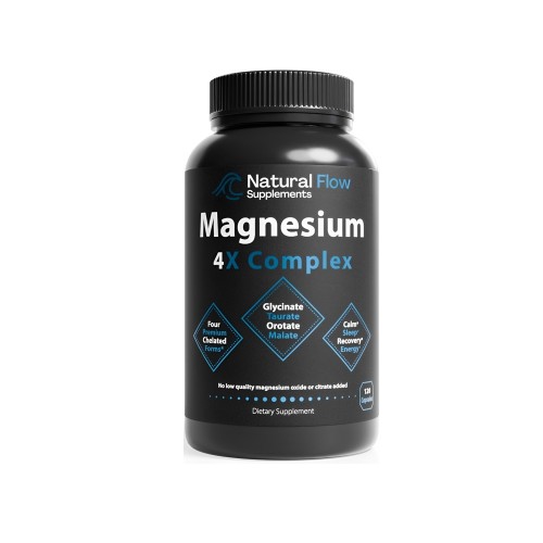 Natural Flow Supplements Magnesium 4 X Complex 120 Capsules – Dietary Supplement